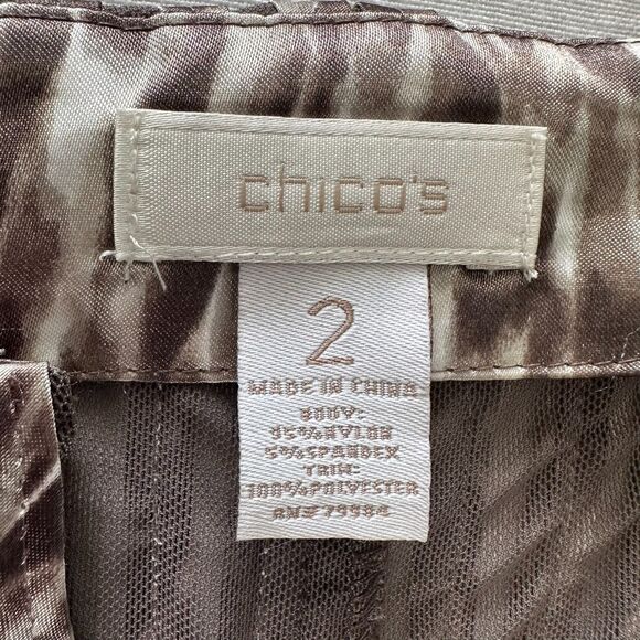 Chico's Women's Size (2/US L)Julianne Jacket Shiny Brown Mesh Zip Up - Picture 2 of 11